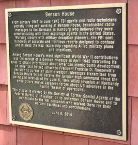 A plaque placed at Benson House in honor of the 70th anniversary of the D-Day invasion.